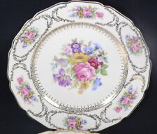 (2) Antique CONTINENTAL IVORY Germany Floral QUEENS BOUQUET Salad Plate 7.5
