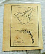 ANTIQUE ORIGINAL PRINT ISLAND OF TENERIFFE TOWN OF SANTA CRUZ  1745 picture