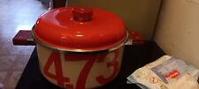 Vintage Sanko Ware 5 Qt 473  Dutch Oven. NUMBERS Pattern Red Color *  picture
