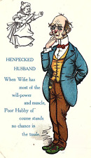 1907 HENPECKED HUSBAND COMEDIC POETEC EARLY UNDIVIDED POSTCARD P407 picture