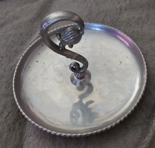 Vintage Hammered Aluminum Faberware Round 8 In Handled Serving Tray picture