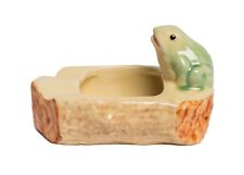 Vintage McCoy Style Ceramic Frog on Log Small Planter / Trinket Bowl, 3.5” long picture
