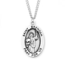 Patron Saint Brendan Oval Sterling Silver Medal Size 1.1in x 0.7in picture