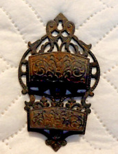 Vintage Cast Iron Double Pocket Wall Match Holder Nice Ornate Design picture