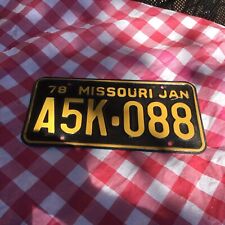 1978 MISSOURI LICENSE PLATE A5K-088 SHOW ME STATE BLACK & YELLOW picture
