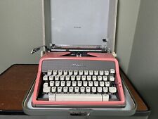 1957 Vtg PINK Olympia Deluxe SM7 Portable Typewriter & Carrying Case New Ribbon picture