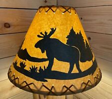 Rustic Oiled Kraft Lamp Shade with Moose Design - 14