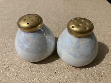 Vintage Lusterware Japan Iridescent White and Gold Salt and Pepper Shakers picture