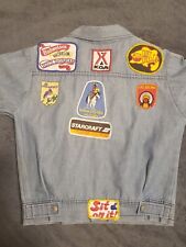 Vintage Farah Blue Jean(?) Shirt w/Iron On Patches-Budweiser, KOA,... picture