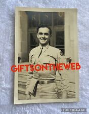 VTG Handsome SOLDIER in Uniform 1940s Photo Beefcake Beautiful Smile Gay Int picture