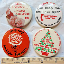 vtg pin button lot 80s multiple sclerosis MS Distress Help Hungry Charity donate picture