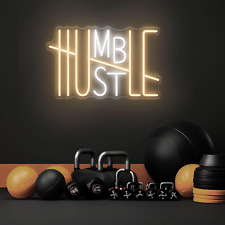 HUSTLE Neon Sign, Words Neon Signs for Wall Decor, USB Powered Led Neon Light Si picture