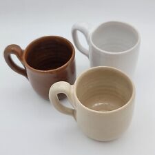 3-Vtg Bybee Pottery LITTLE 8 oz.BROWN/LIGHT BRN/WHITE ESPRESSO-TEA-PUNCH CUPS BB picture