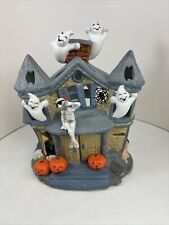 VTG PartyLite Halloween Ceramic Haunted Tealight House Candle Holder P7311 picture