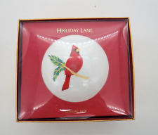 Macys Holiday Lane RED CARDINAL Ceramic Trinket Box Beautiful picture