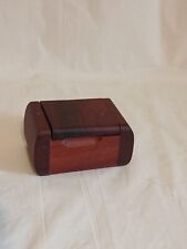 VIntage Small Cherry Wood Wooden Trinket Box With Hinge Box Joint Handmade picture