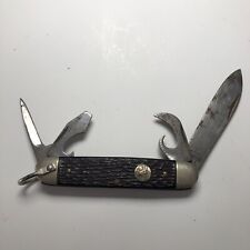 Vintage Ulster USA BSA Boy Scout Pocket Knife 4-Blade Jigged 2.75” Drop Pt - 608 picture