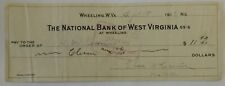 National Bank of West Virginia at Wheeling Cancelled Check September 18, 1912 picture