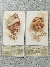 1892 Vintage Lot of 2 Cards from a Desk Calendar includes eclipses & postage inf picture
