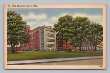 Postcard 1940s City Voluntary Hospital Building Akron Ohio 184 picture