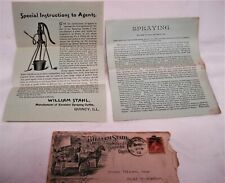1892 WILLIAM STAHL EXCELSIOR FRUIT TREE SPRAYING EQUIPMENT SALES AGENT LETTER picture