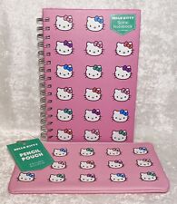 Hello Kitty Spiral Notebook & Pencil Pouch 8.5x6 Hardcover Lined Pink 160 Pg NWT picture