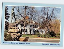 Postcard Minuteman Statue and Buckman Tavern Lexington Massachusetts USA picture