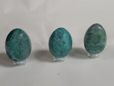 Lot Of 3 Chrysocolla Egg 165gr Total 45mm x 30mm w/ Stand  picture