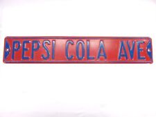Vintage Rare Pepsi Cola Ave Metal Sign 32” x 6” Blue Red picture