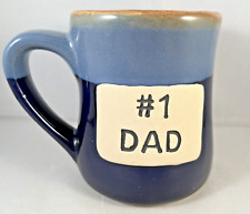 Father's Day #1 Dad Stoneware Pottery Coffee Tea Cup Mug Blue picture