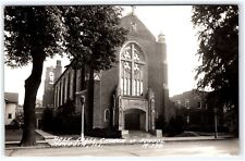RPPC Holy Cross Church & School Mendota Illinois Postcard picture