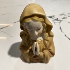 Vintage Virgin Mary Madonna Praying Hands Ceramic Figurine 5” picture