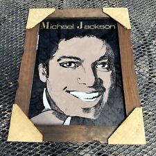 Vintage Carnival Glass Mirror Michael Jackson HUGE-Wood Glass Glitter-MINT Rare picture