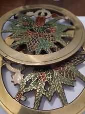2 India Brass vintage  poinsettia and  candle for your holidays picture