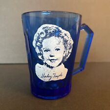 Shirley Temple Vintage 1930 Cobalt Blue Glass Cup 3 ½” B picture