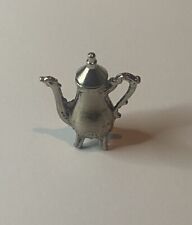 Vintage Miniature Teapot Silver Tone Metal Doll House Play 1.5” Heavy picture