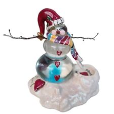 Blue Sky Clayworks Snowman Snow  Globe Tea Light Candle Holder SNOW LOVER 2003 picture