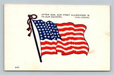 after god our first allegiance is to our country JOHN IRELAND flag Postcard picture
