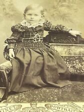 Antique 1880s Victorian CDV Cabinet Card Photo B&W Baby Tartan Plaid Portrait picture