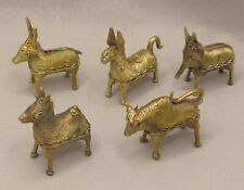Dhokra Metal Handcrafted Collectible Showpiece Figurines Set of 5 Small Animals picture