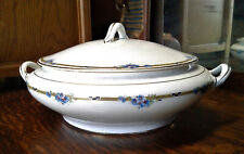 Antique Edwin M. Knowles China Co Vitreous China Soup Tureen Bowl with Lid Blue  picture