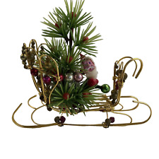 Vintage Sleigh Christmas Wire Metal Cotton Santa Claus Mercury Beads Decor 5
