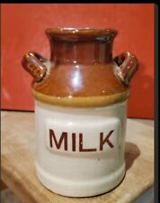Vintage Brown and White Stoneware Milk Jug 7