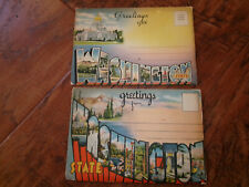 2pc 40's Postcard Fold-out Booklet Greeting / WASHINGTON STATE 20 Unused Rainier picture