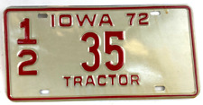 Vintage Iowa 1972 Tractor License Plate Butler Co Garage #35 Decor Collector picture