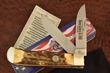 MADE IN USA QUEEN CUTLERY CO JUMBO STAG REMINGTON STYLE TRAPPER KNIFE NICE 15055 picture