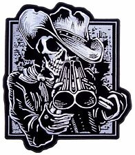 Cowboy Skeleton With Shotgun Embroidered Biker Patch Large  picture