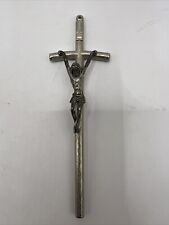 Vintage Jesus Christ Papal Crucifix Medal Italy  4 1/2” Long picture