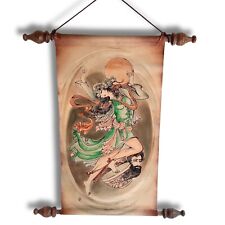 Persian Lambskin Scroll Vintage Mythology Handpainted Oil on Leather Artwork picture