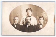 1910 Family Studio Portrait Olin Iowa IA Posted Antique RPPC Photo Postcard picture
